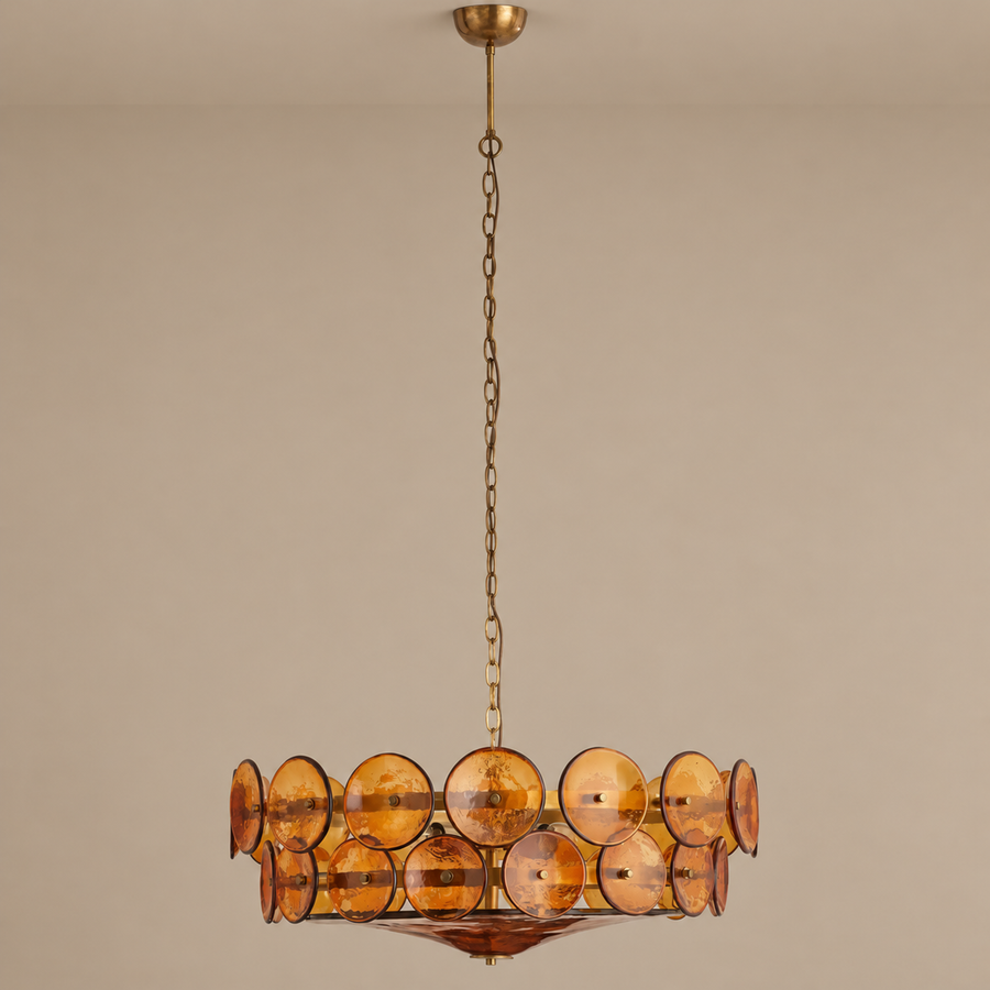 LAMPADARIO IN VETRO MURANO AMBRA