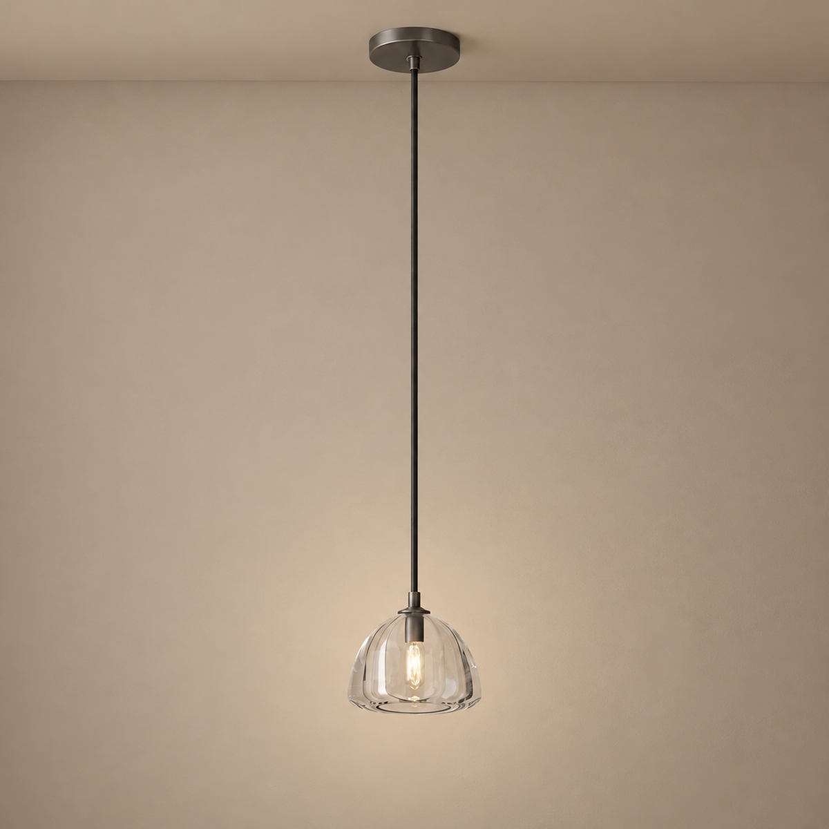 Black Glass Pendant | Brass Accents | CLH854WB