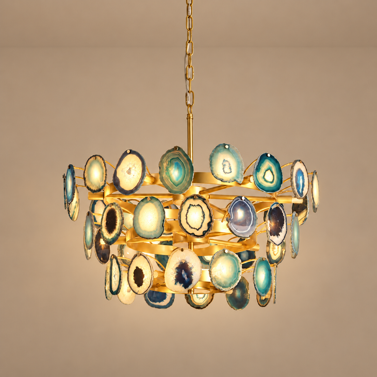 LAMPADARIO IN AGATA VERDE NATURALE