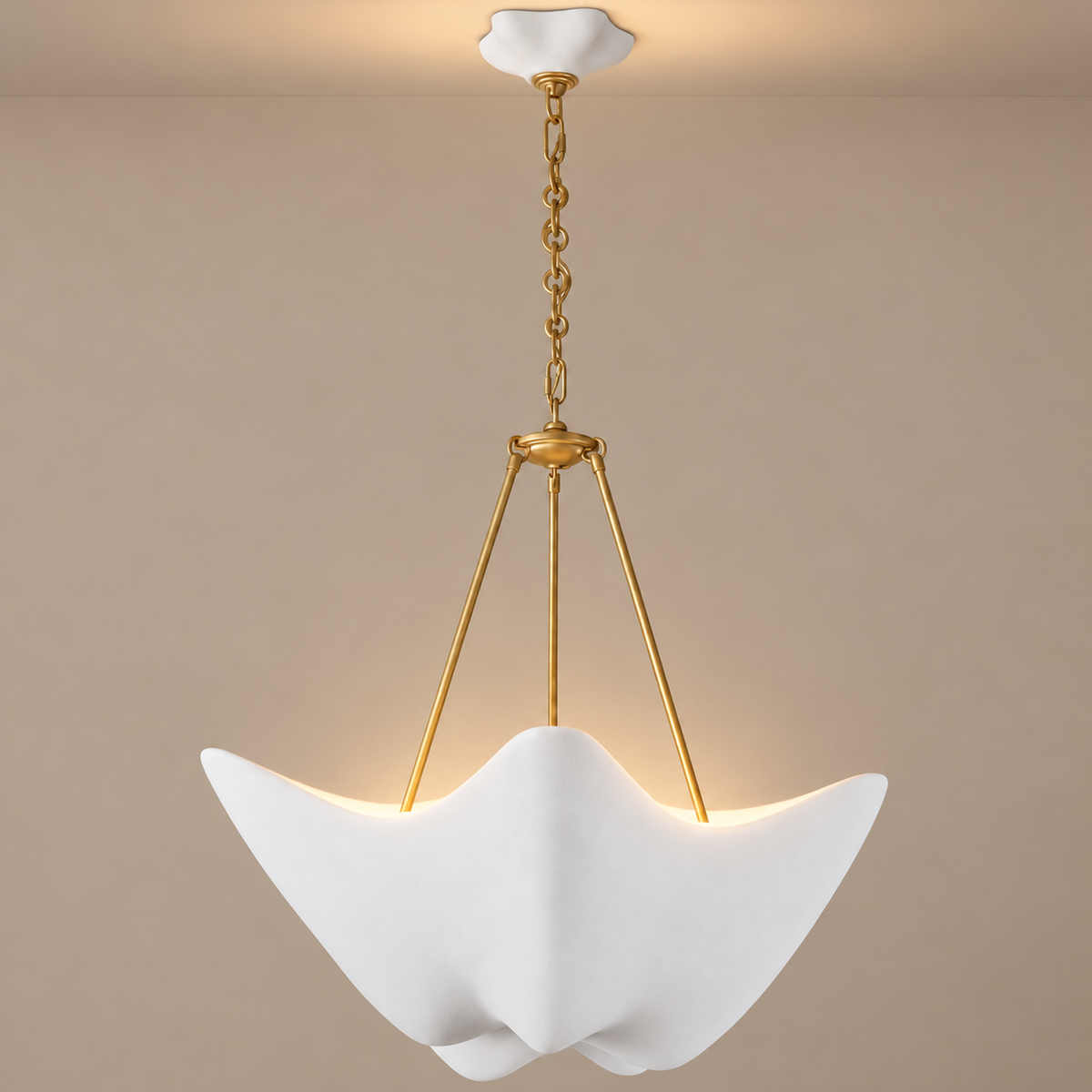 Plaster Wave Pendant | Brass Chain | CLPLAST05