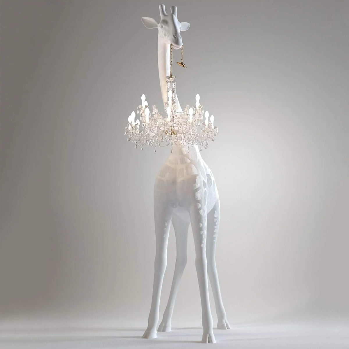13ft White Giraffe Sculpture Lamp with Crystal Chandelier | Statement Floor Living Room & Lobby Casalolalights Luxury