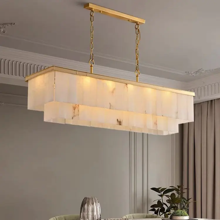 The Volterra Linear Suspension | Natural Alabaster & Solid Copper