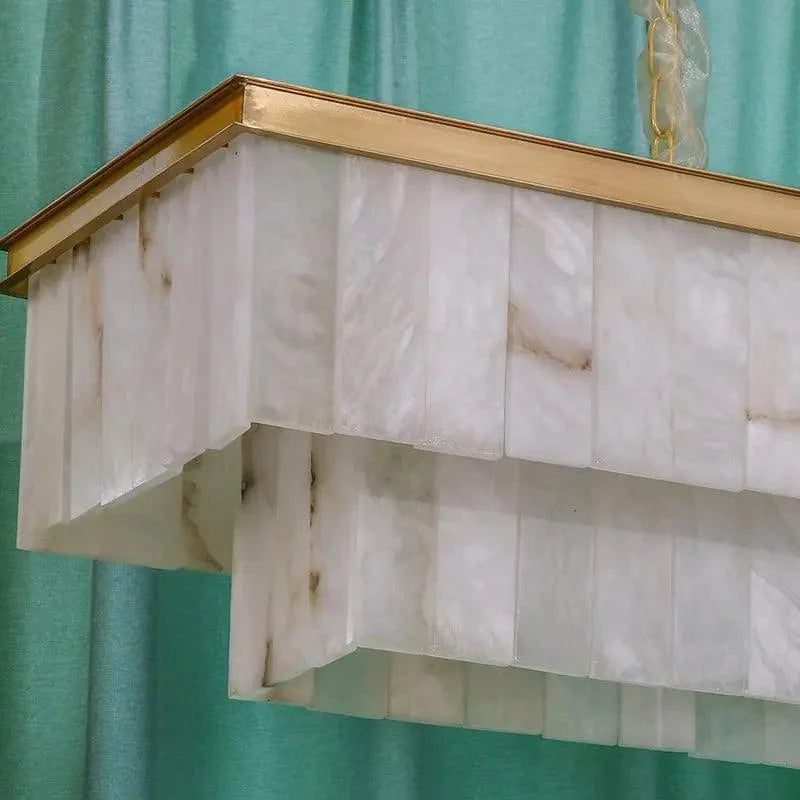 Подвесной светильник Волтерра Линейный | Натуральный алебастр и цельная медь