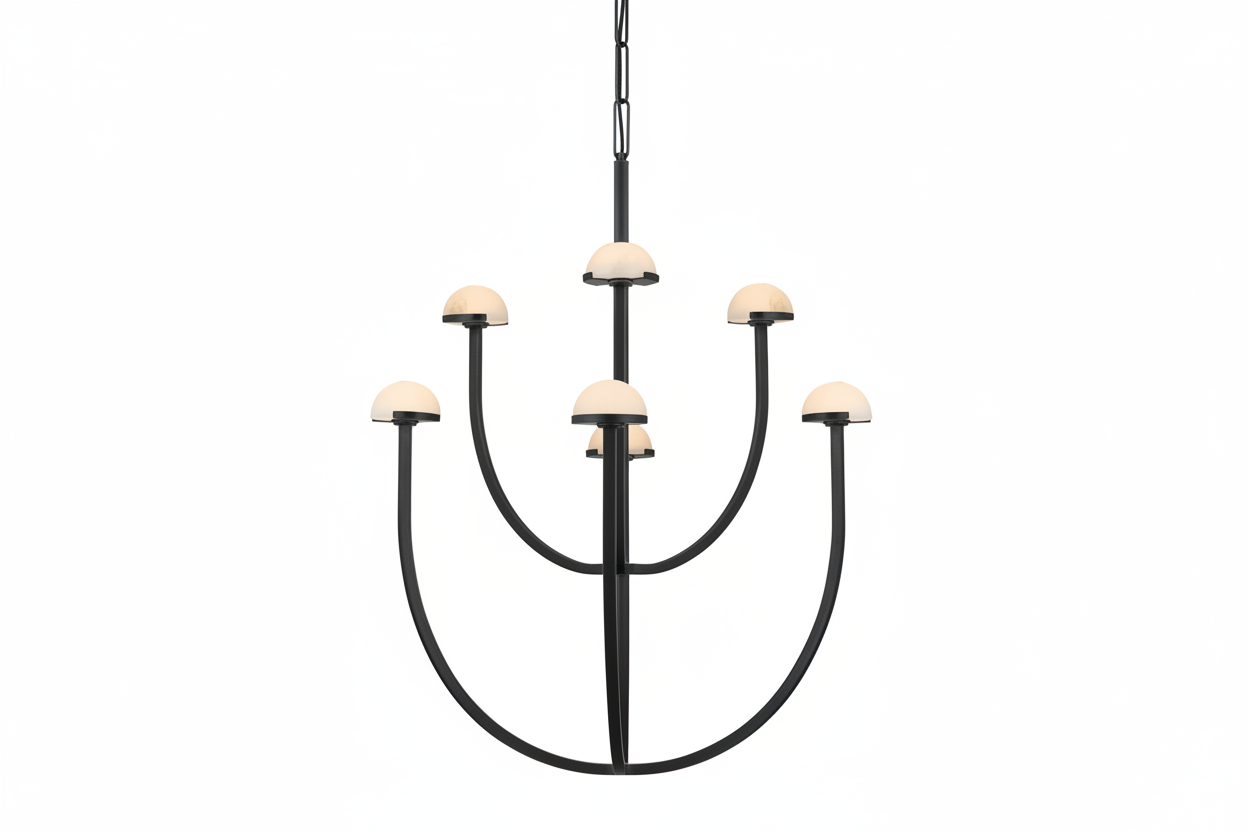 3 ARCH MODERN TIERED BRASS MARBLE CHANDELIER | CL02453T