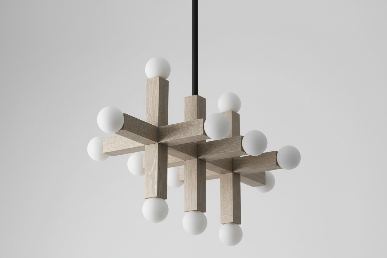 LUSTRE EN BOIS À 3 BRANCHES | CLVGT0281