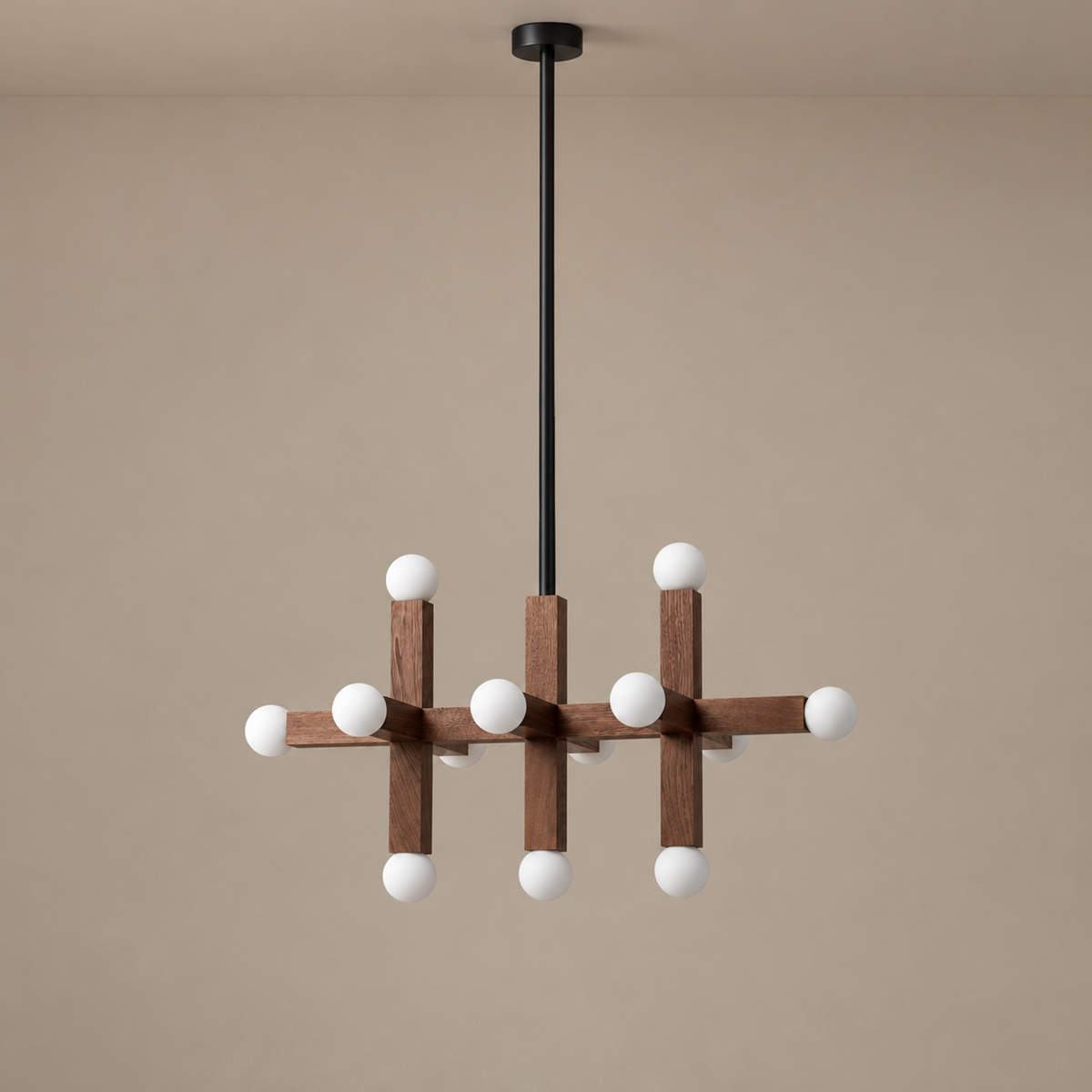 Wood Chandelier - 3-link 13 Glass Globes | Casalola Lights Luxury Lamps for Interior Designers
