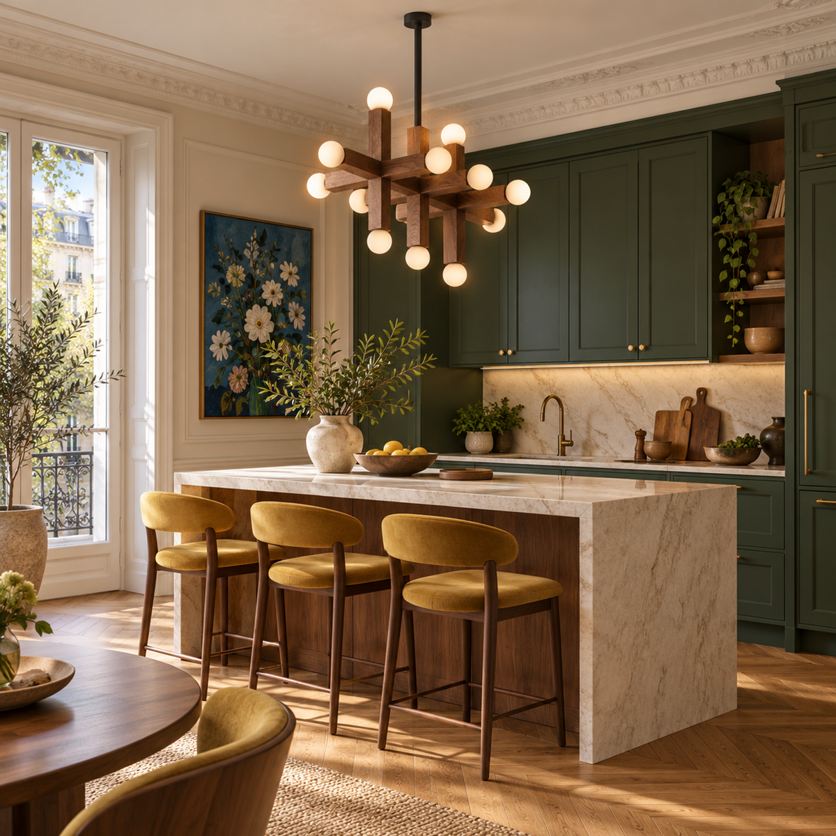 Wood Chandelier - 3-link 13 Glass Globes | Casalola Lights Luxury Lamps for Interior Designers