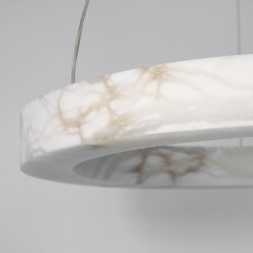 3-tier Round Alabaster Chandelier | Concentric Stone Halo Modern Sculptural Dining & Living Casalolalights Luxury Lamps
