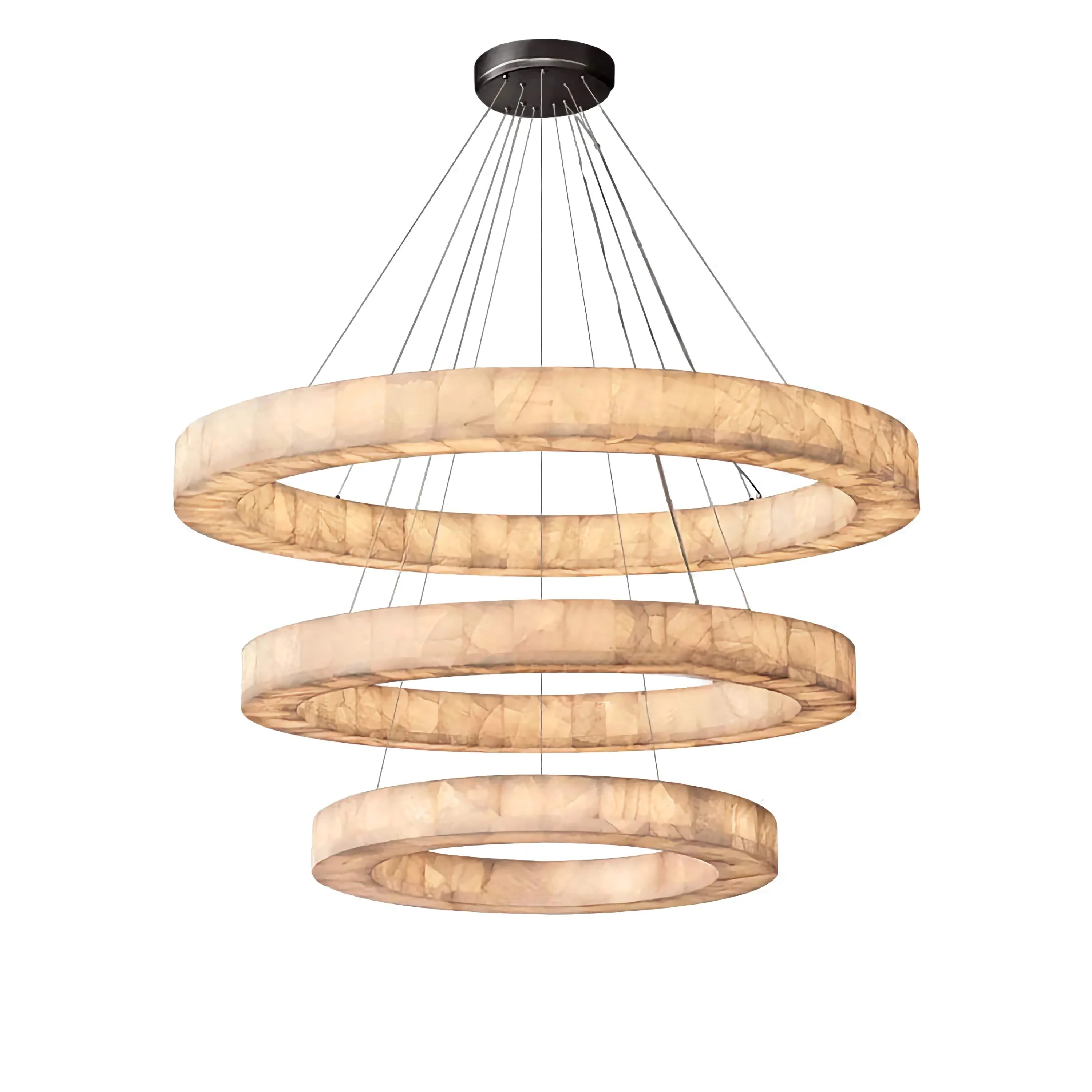 Rivage 3-tier Alabaster Ring Chandelier | Luxury for Stairs Hotels Dining Room Office