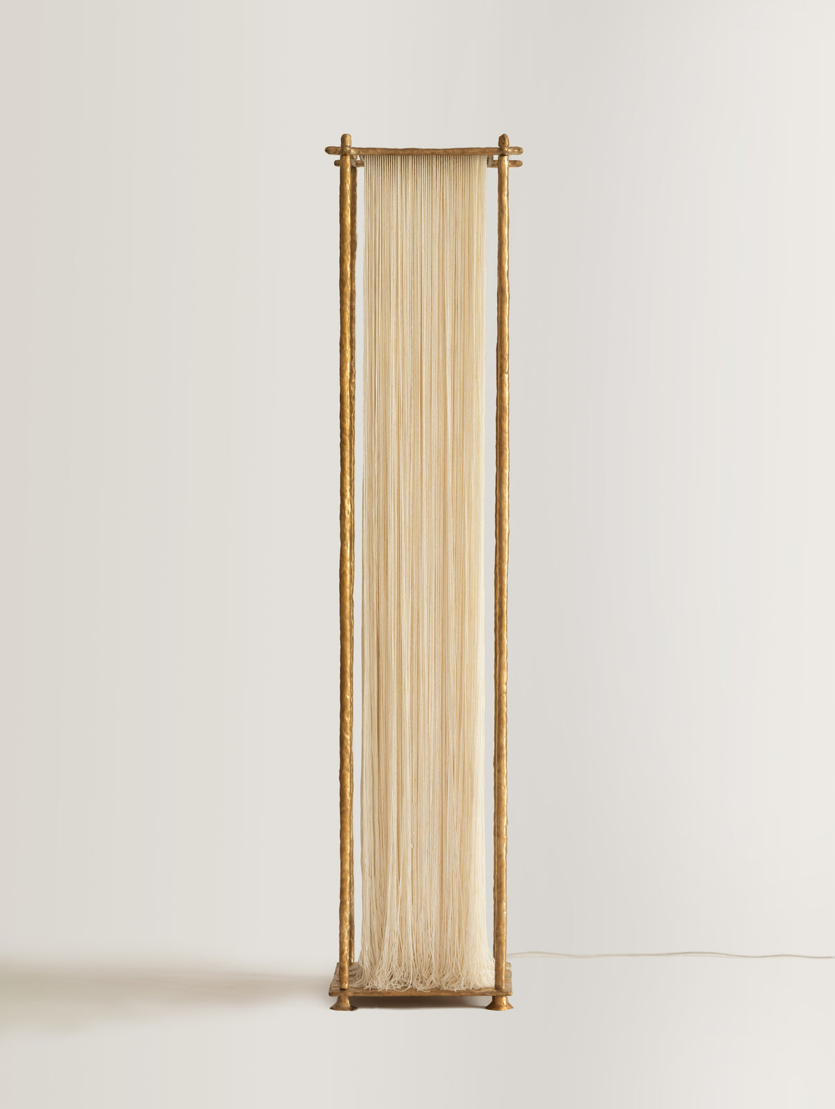 CASCADE SILK TASSEL COLUMN FLOOR LAMP | 183CM ANTIQUE BRASS SCULPTURAL SERIES