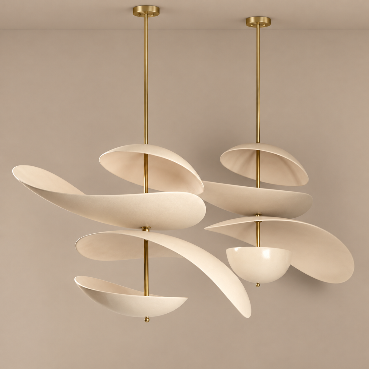 Modern Chandelier - 4-blade Plaster & Brass | Casalola Lights Luxury Lamps for Interior Designers