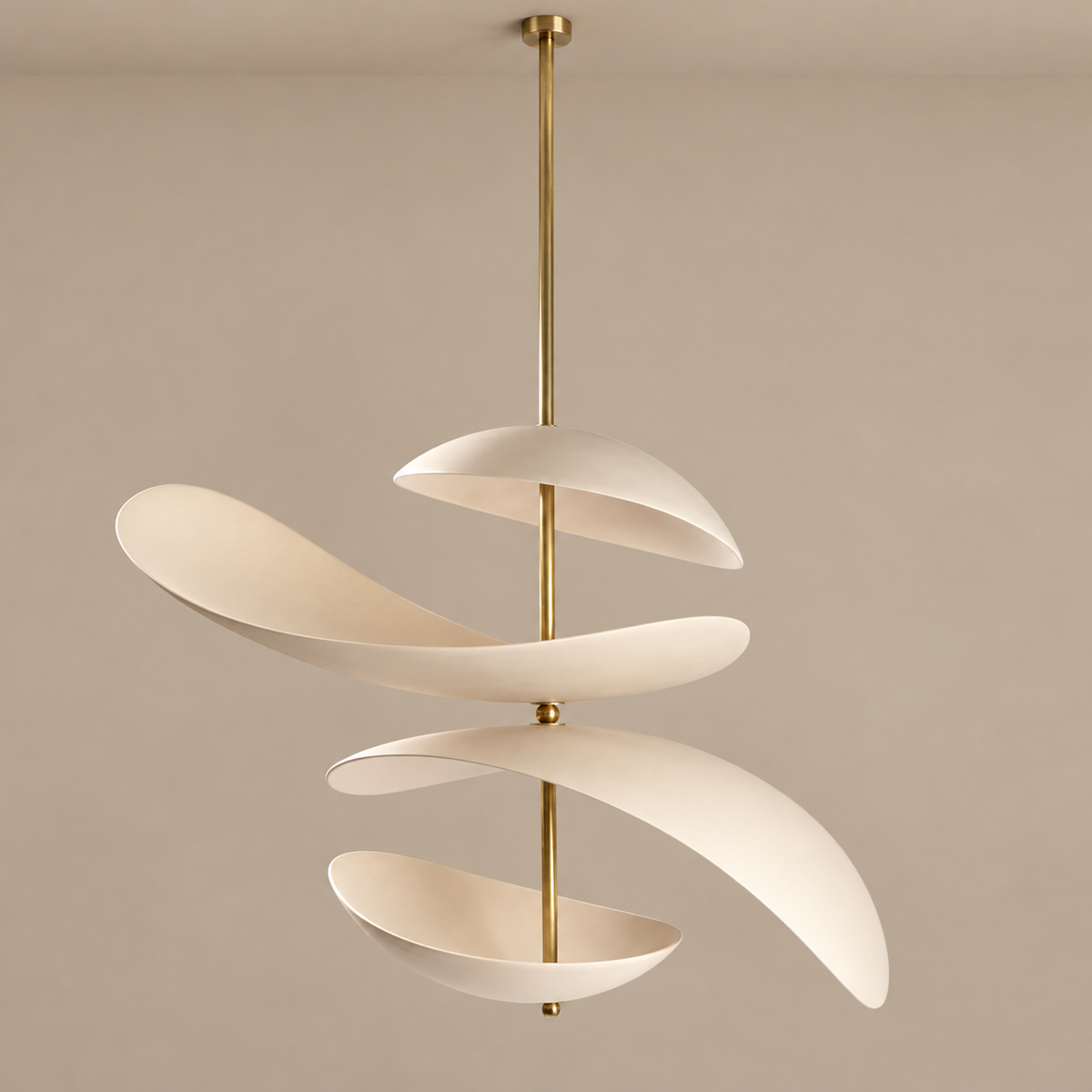 Modern Chandelier - 4-blade Plaster & Brass | Casalola Lights Luxury Lamps for Interior Designers