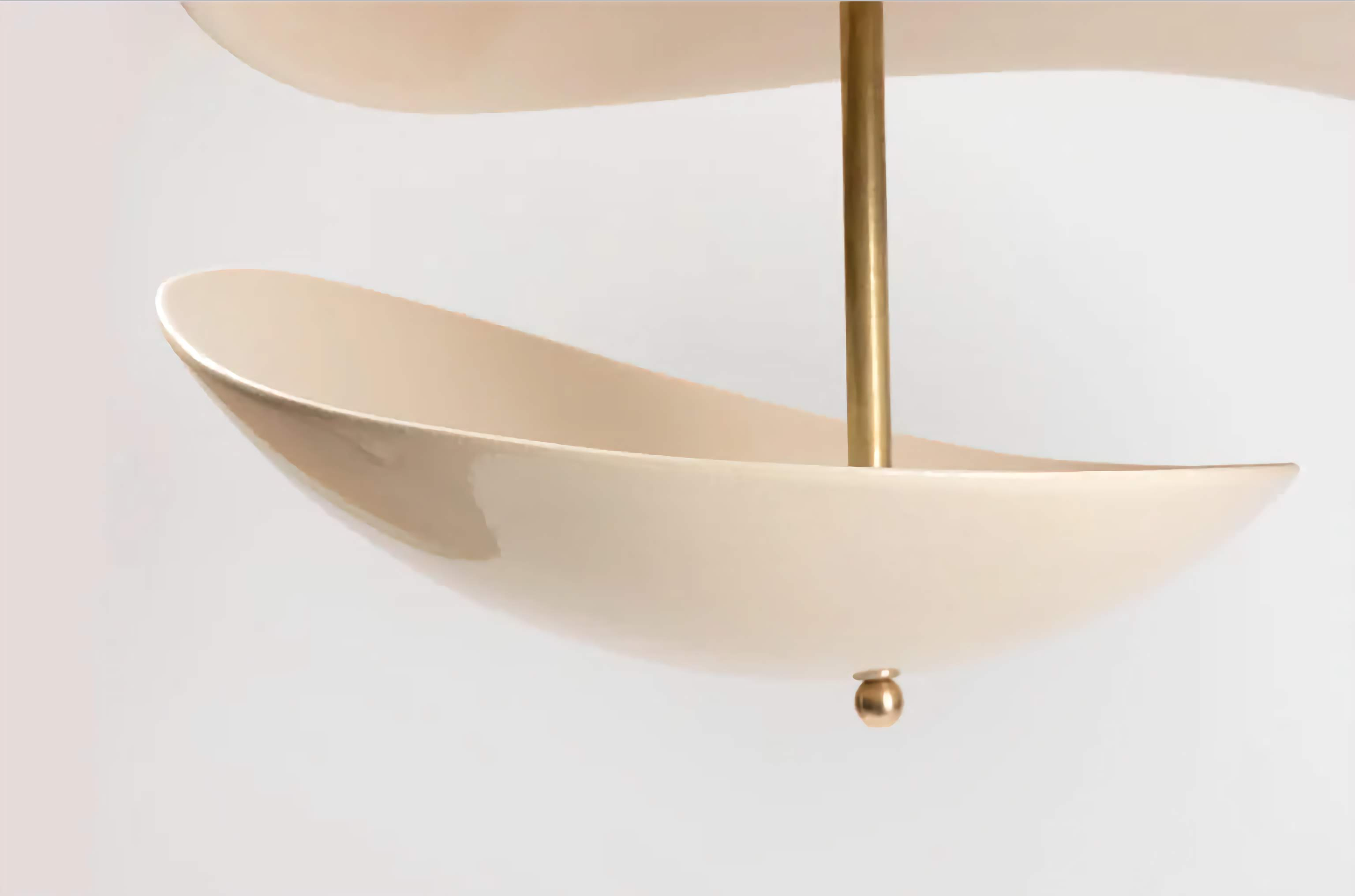 4-tier Sculptural Ceramic Chandelier | Atelier-crafted Pendant in Brass | Modern Art Light for Dining Room or Gallery