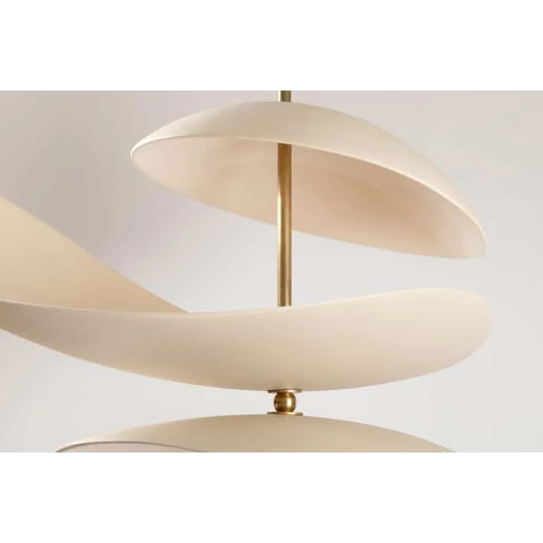 4 Tier Sculptural Ceramic Chandelier | Atelier Crafted Pendant in Brass | Modern Art Light for Dining Room or Gallery