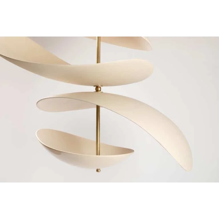 4 Tier Sculptural Ceramic Chandelier | Atelier Crafted Pendant in Brass | Modern Art Light for Dining Room or Gallery