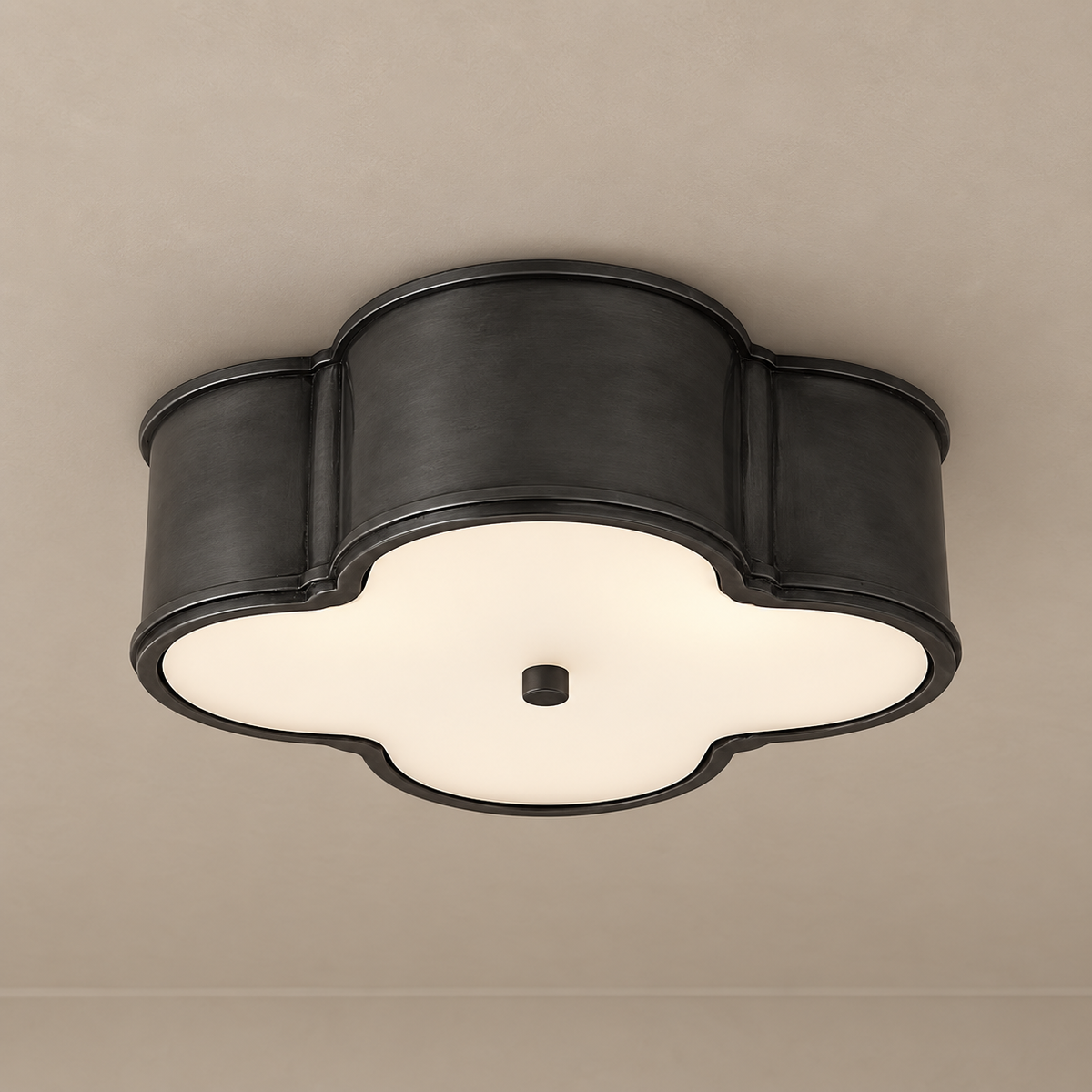 QUADRIFOGLIO GUNMETAL FLUSH MOUNT | OPAL GLASS | CLQDF401GM