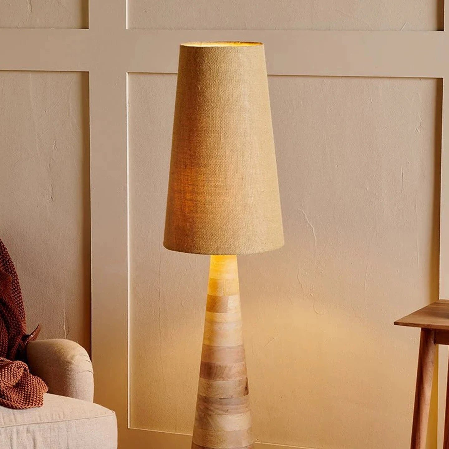 Торшер Kyoto Totem | Массив дерева и лен