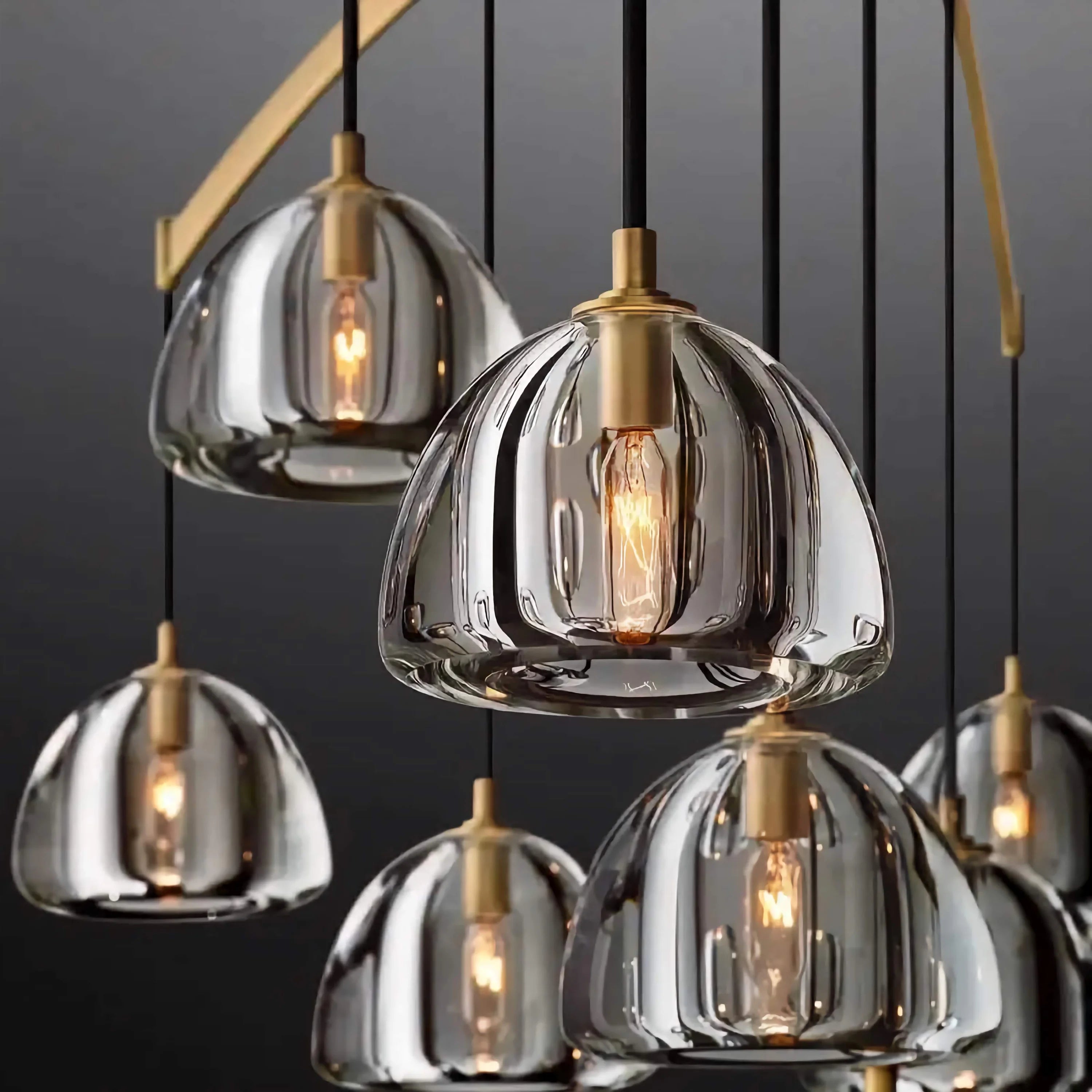 Luxury Chandeliers 7 Lights Ceiling Lamps for Dining Room Copper Finish