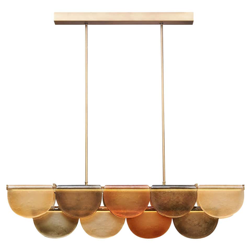Petalo Linear Chandelier — Hand-Blown Orange Glass & Brass | CL89AGPETO