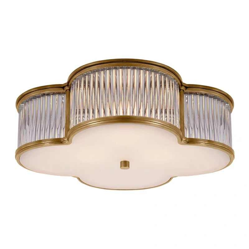 QUADRIFOGLIO FLUTED GLASS FLUSH MOUNT | ANTIQUE BRASS | CLQDF401NBCG