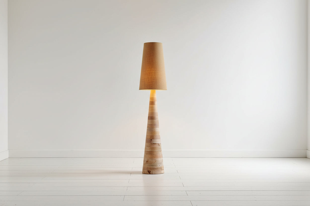 The Kyoto Totem Floor Lamp | Solid Wood & Linen