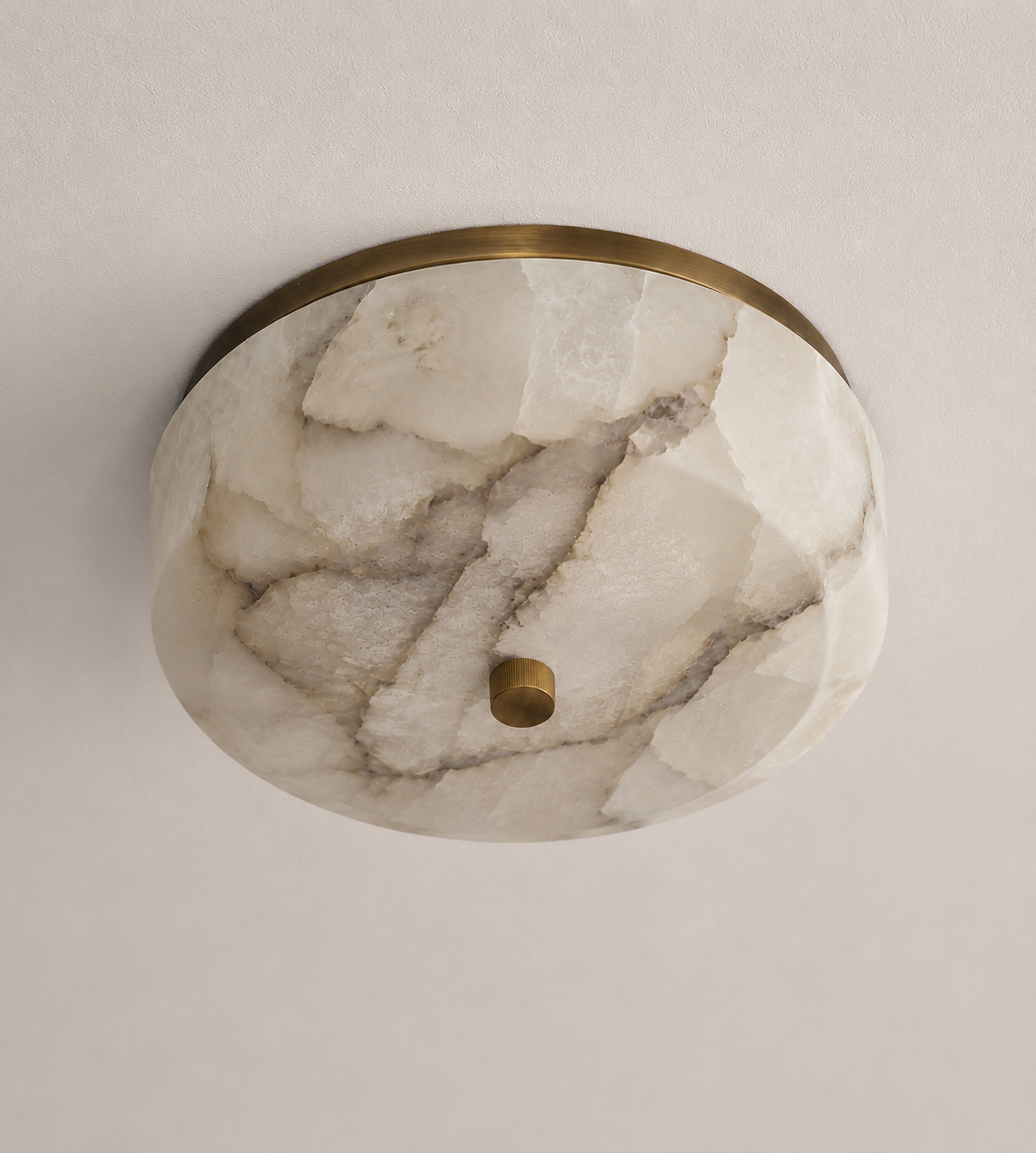 THE PATTERNED ALABASTER FLUSH MOUNT| NATURAL STONE & AGED BRASS | CLPAAFM56