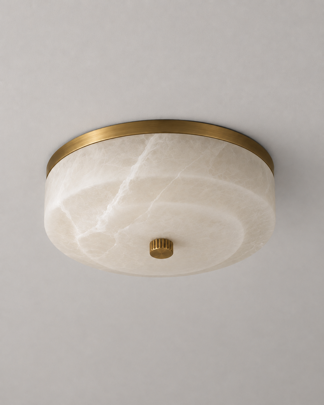 White ALABASTER & AGED BRASS FLUSH MOUNT | CLPAAFM56W