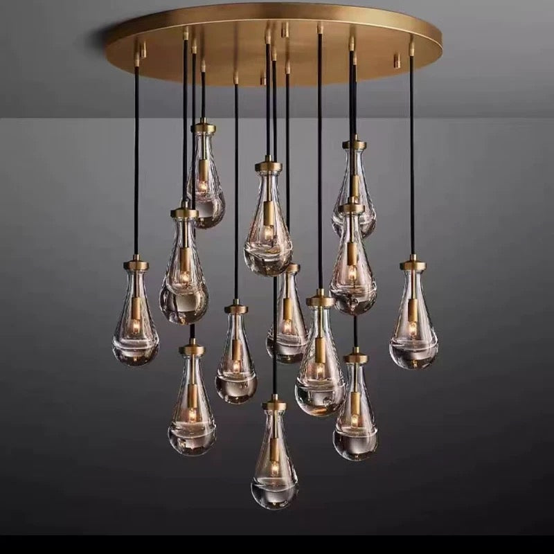 ROUND RAINDROP GLASS CHANDELIER | CLHKA51CL