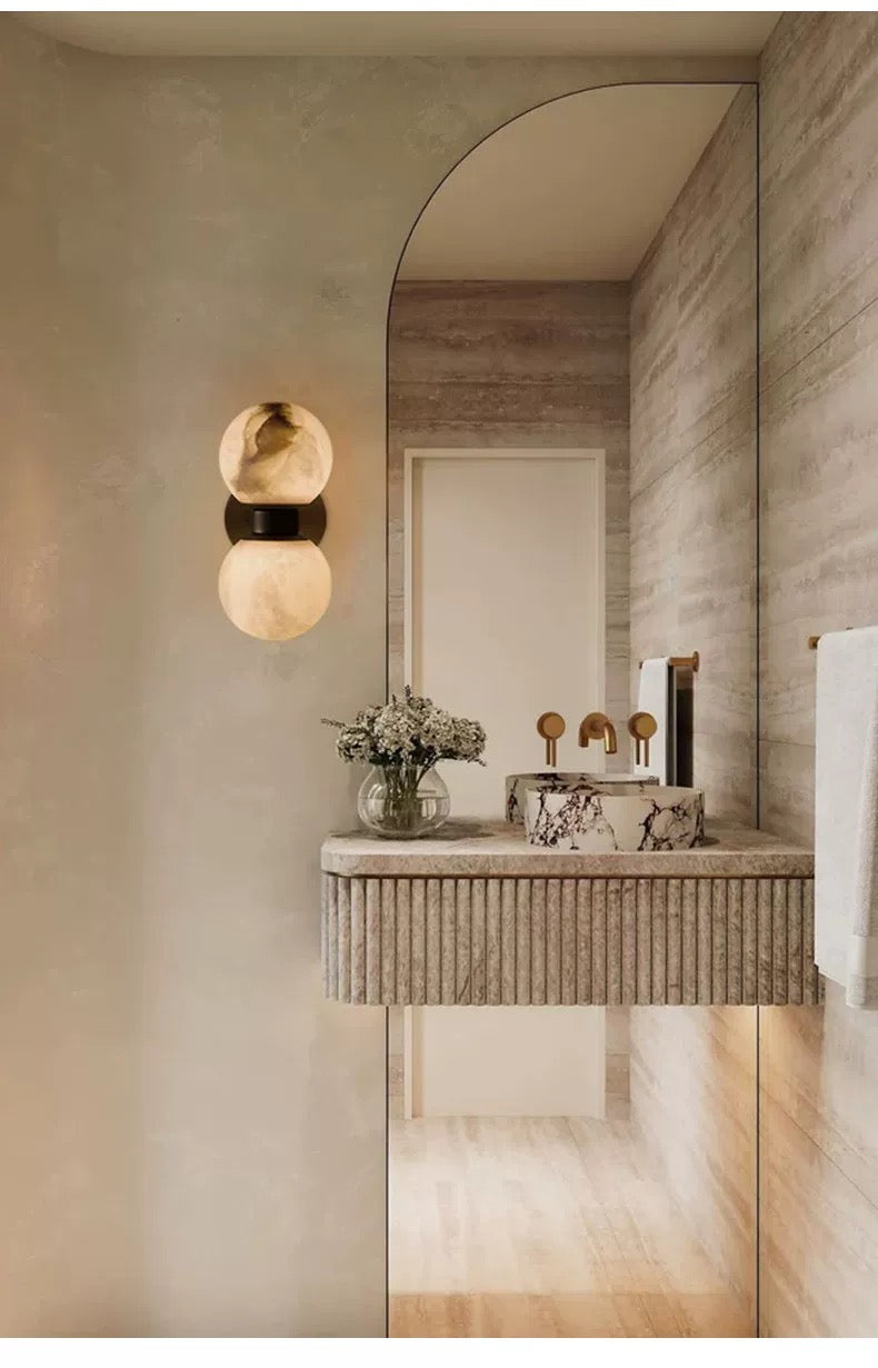 DOUBLE ALABASTER GLOBE WALL SCONCE | CLHJD12