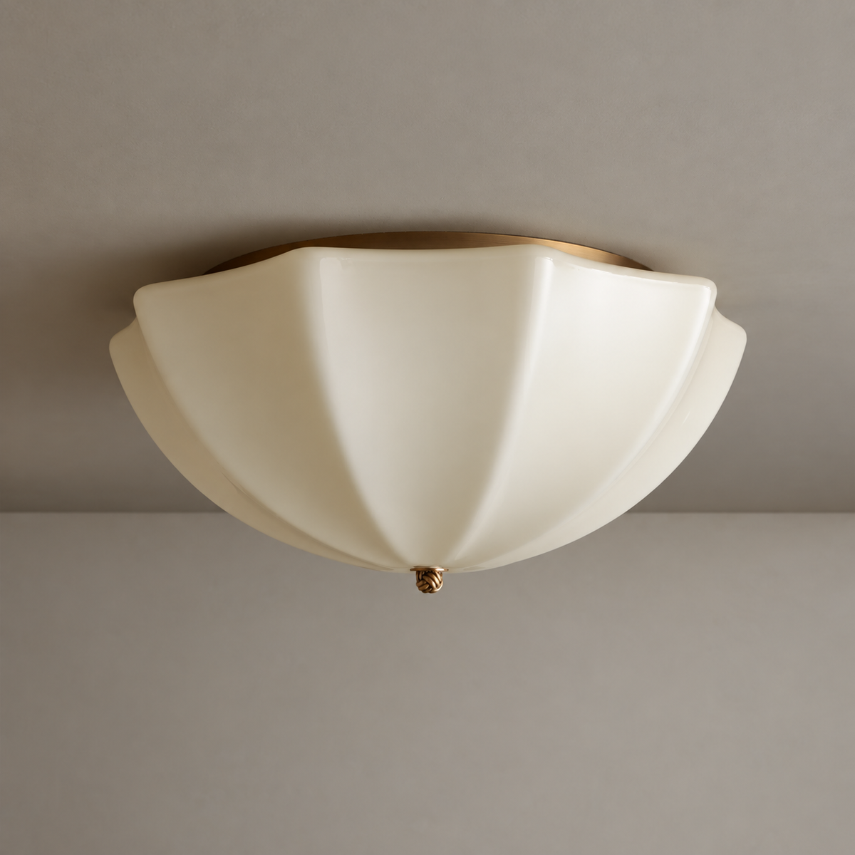 PETALO CREAM GLASS FLUSH MOUNT | ANTIQUE BRASS | CLPET152AB