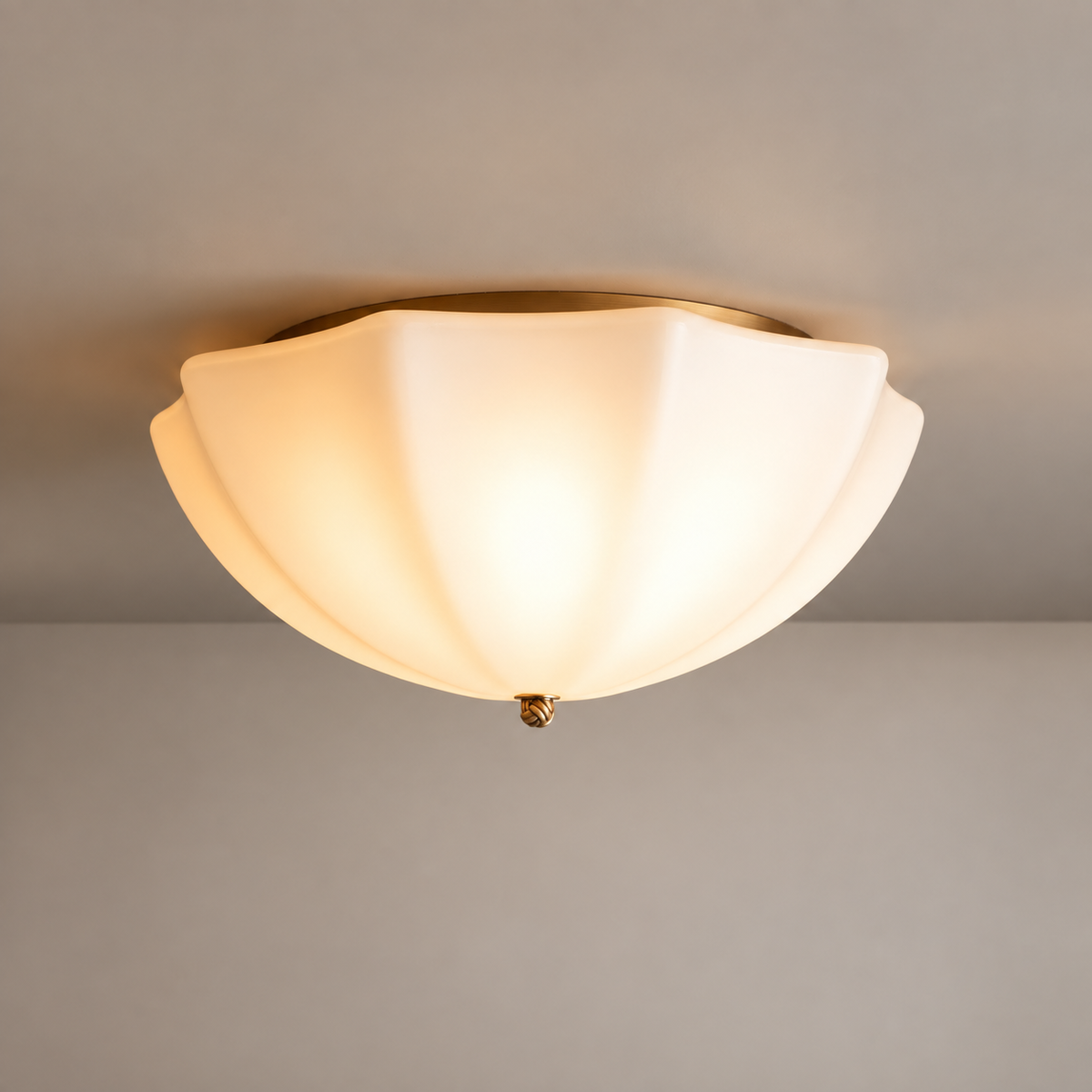 PETALO CREAM GLASS FLUSH MOUNT | ANTIQUE BRASS | CLPET152AB