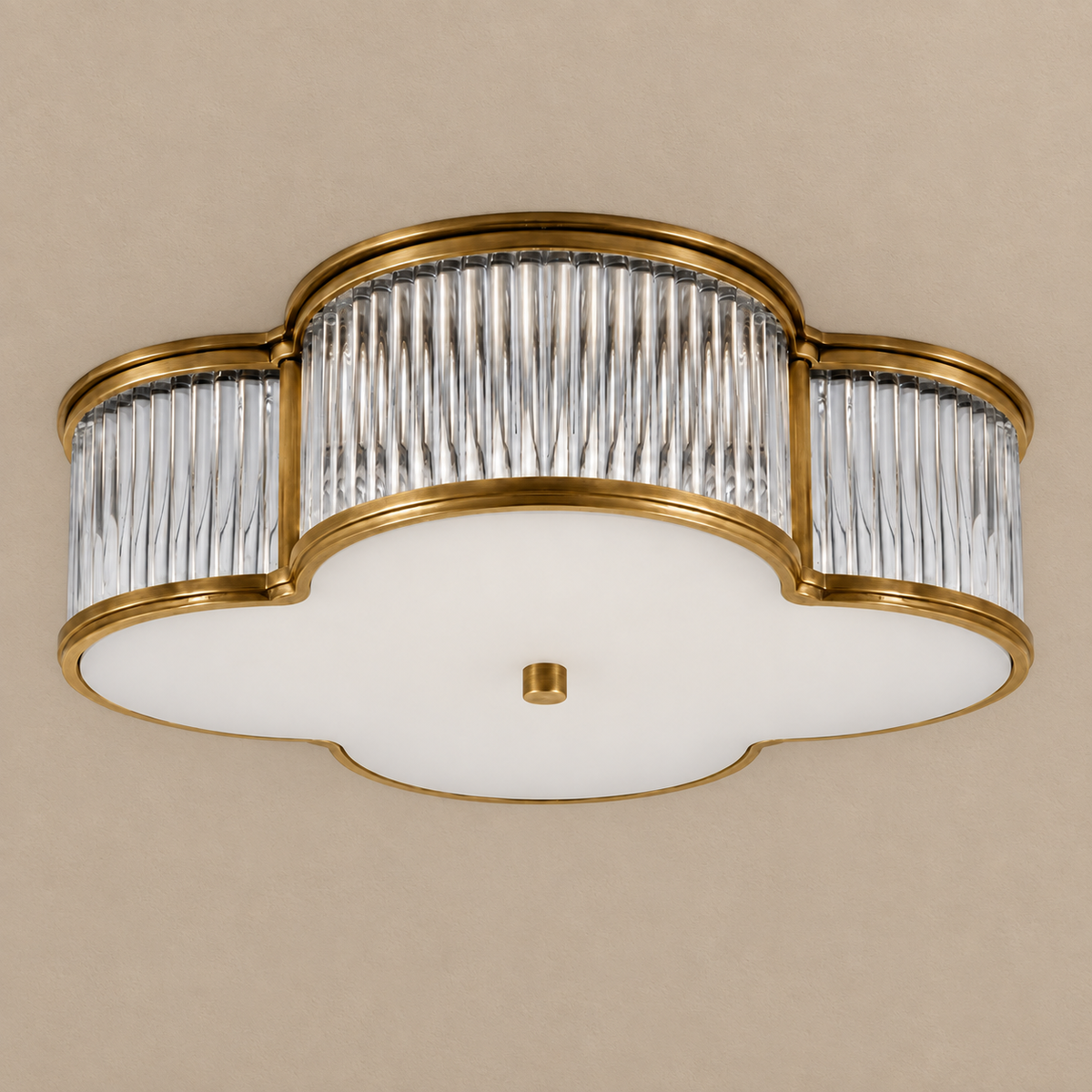 QUADRIFOGLIO FLUTED GLASS FLUSH MOUNT | ANTIQUE BRASS | CLQDF401NBCG