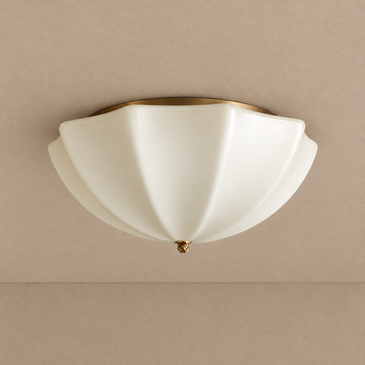 PETALO CREAM GLASS FLUSH MOUNT | ANTIQUE BRASS | CLPET152AB