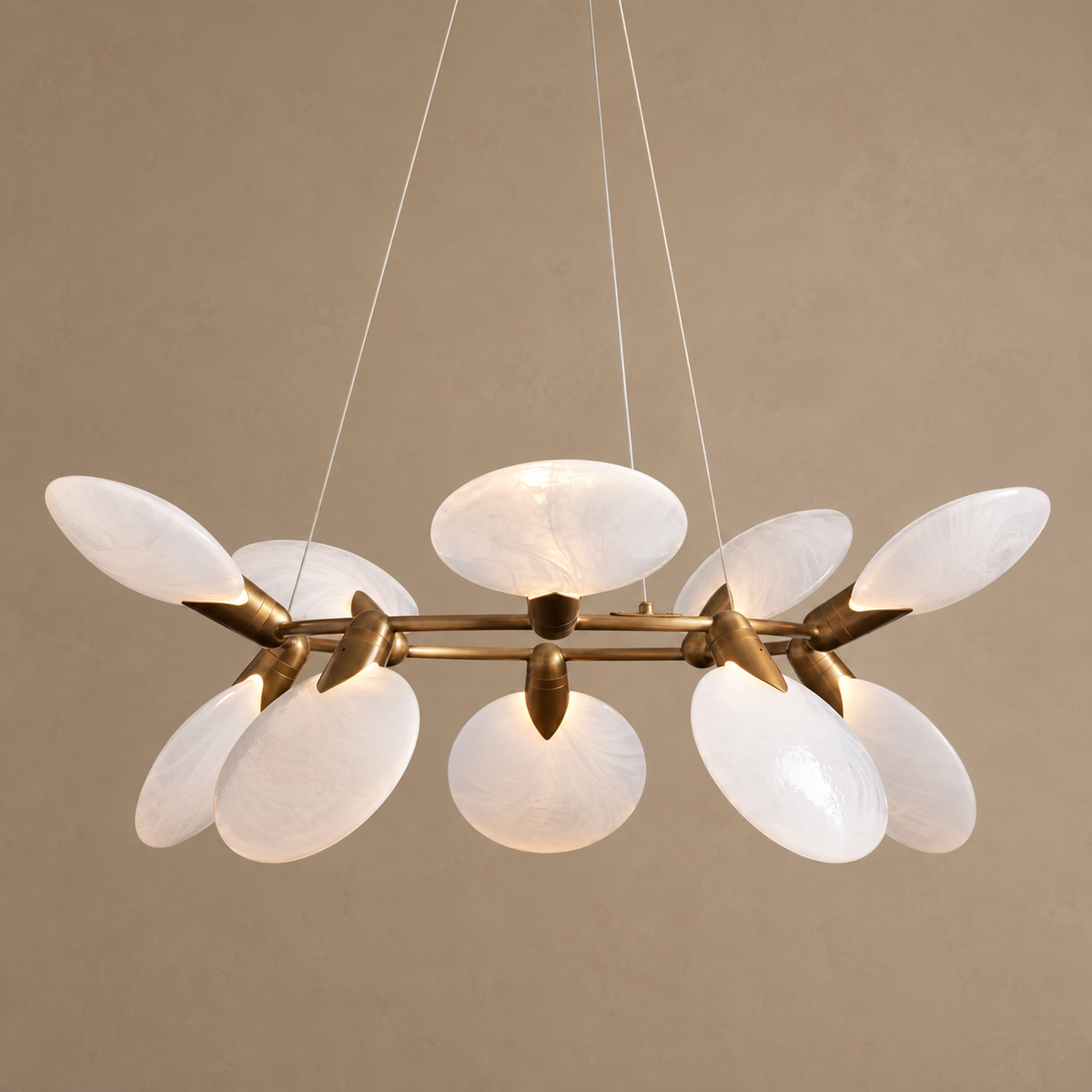 Glass Disc Chandelier | 10-Light Brass | CLDSC107BR