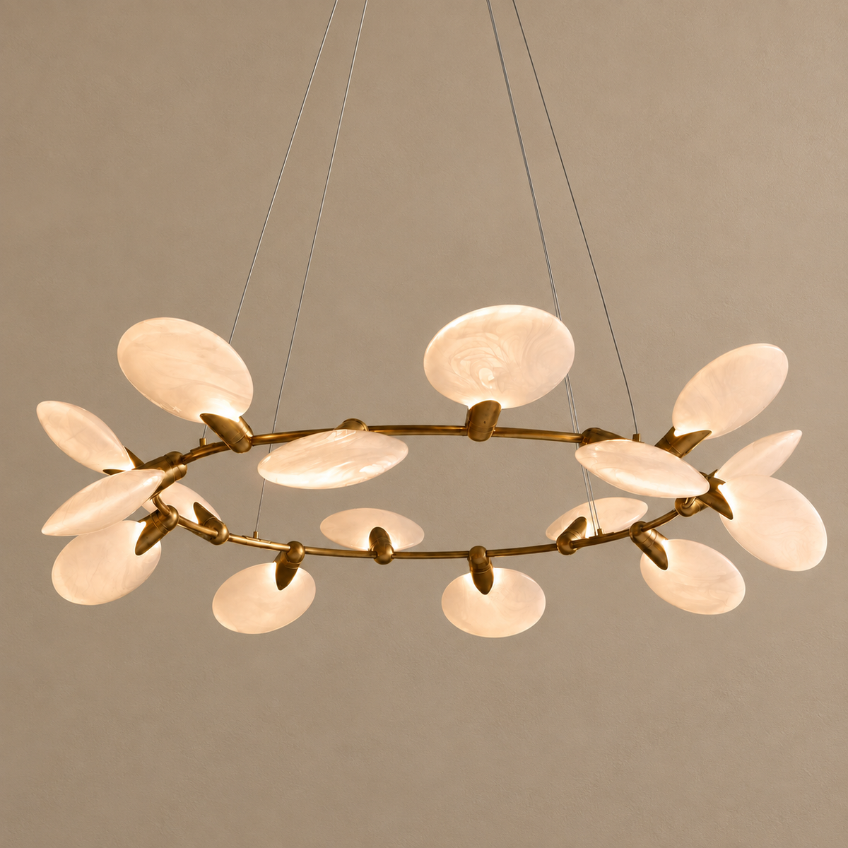 Glass Disc Chandelier | 16-Light Brass | CLDSC152BR