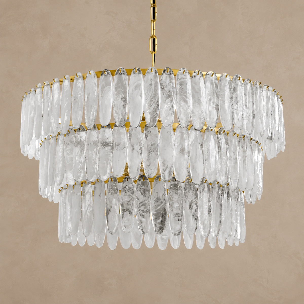 SWIRLED GLASS CHANDELIER | 3-TIER LARGE | CLSWL098BR