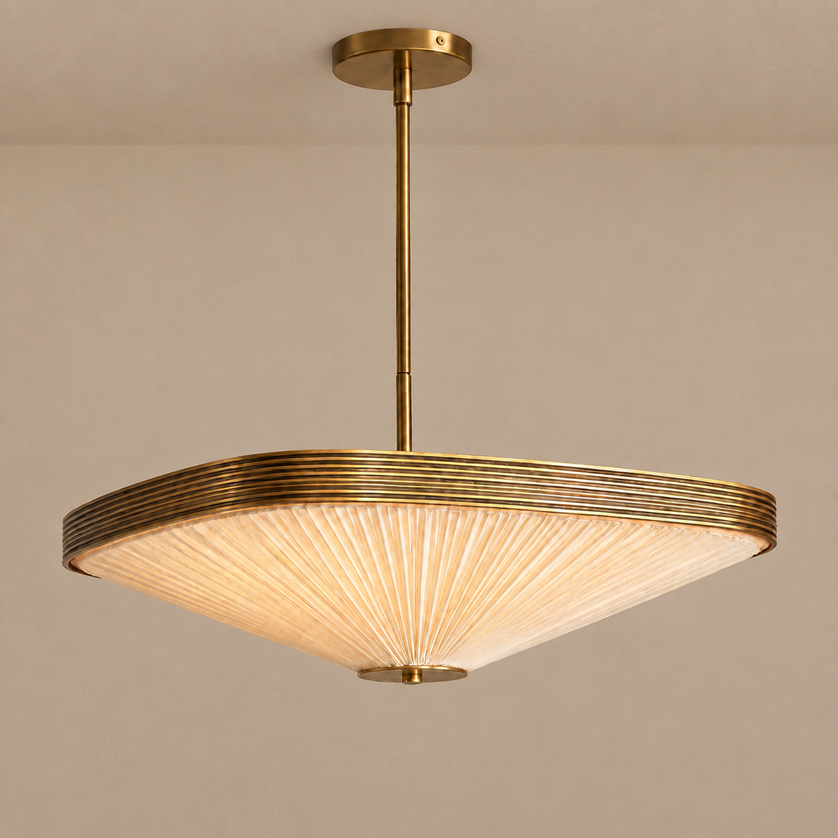 PLEATED FABRIC & AGED BRASS CHANDELIER | CLFAB50