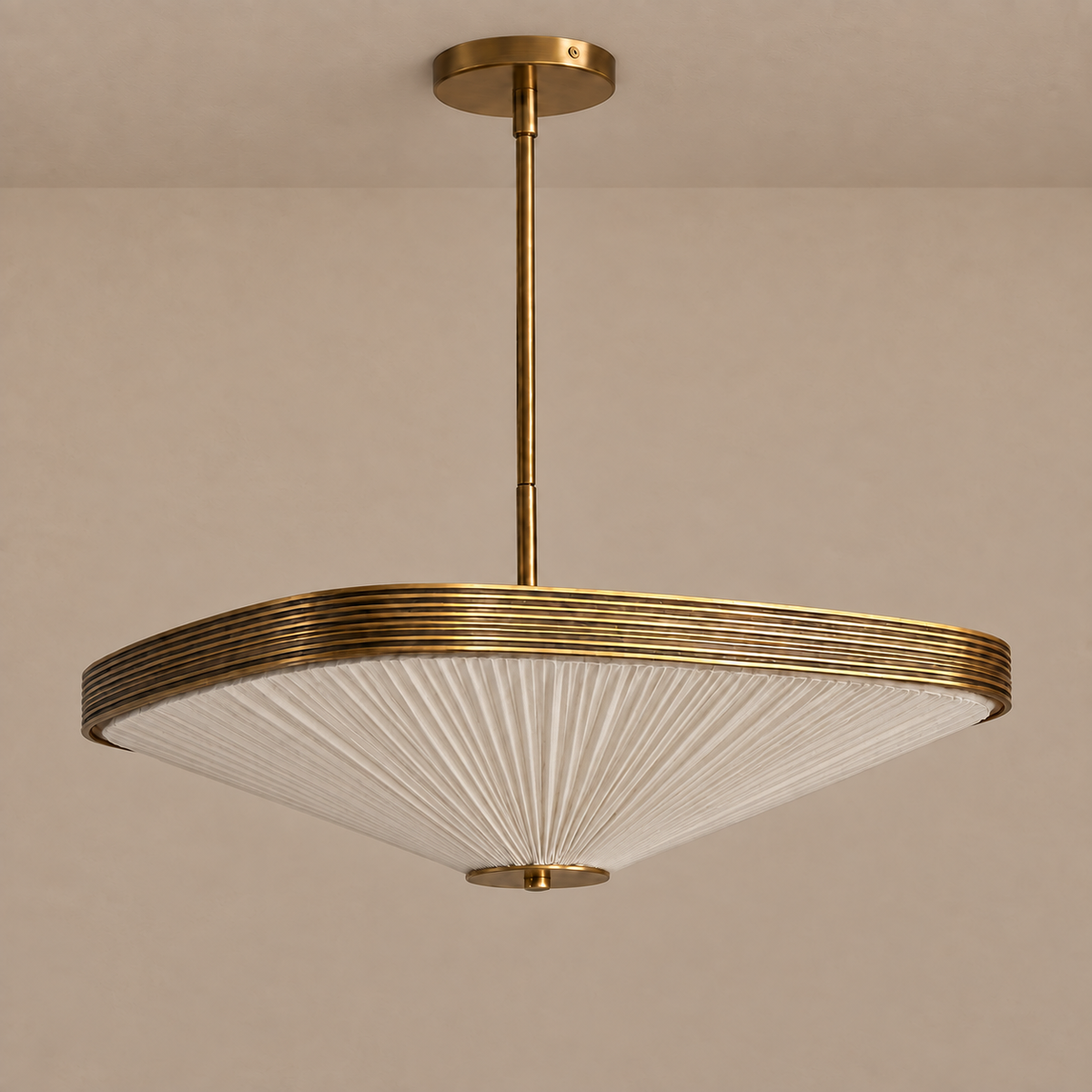 PLEATED FABRIC & AGED BRASS CHANDELIER | CLFAB50
