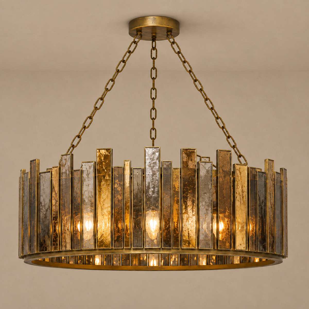 The Solstice Chandelier | Mirrored Glass & Brass | CLSOL091BR