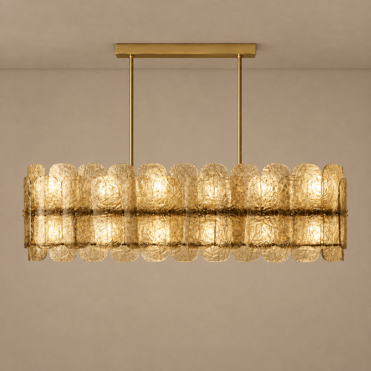 The Nocturne Linear Chandelier | Smoky Art Glass & Brass | CLND008L