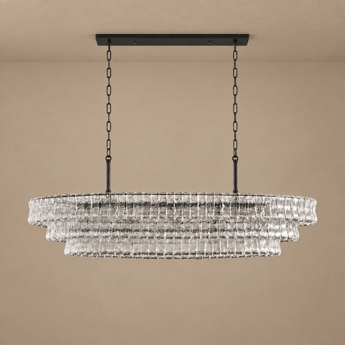 Bellatrix Long Chandelier | Clear Curved Glass | CLND021C