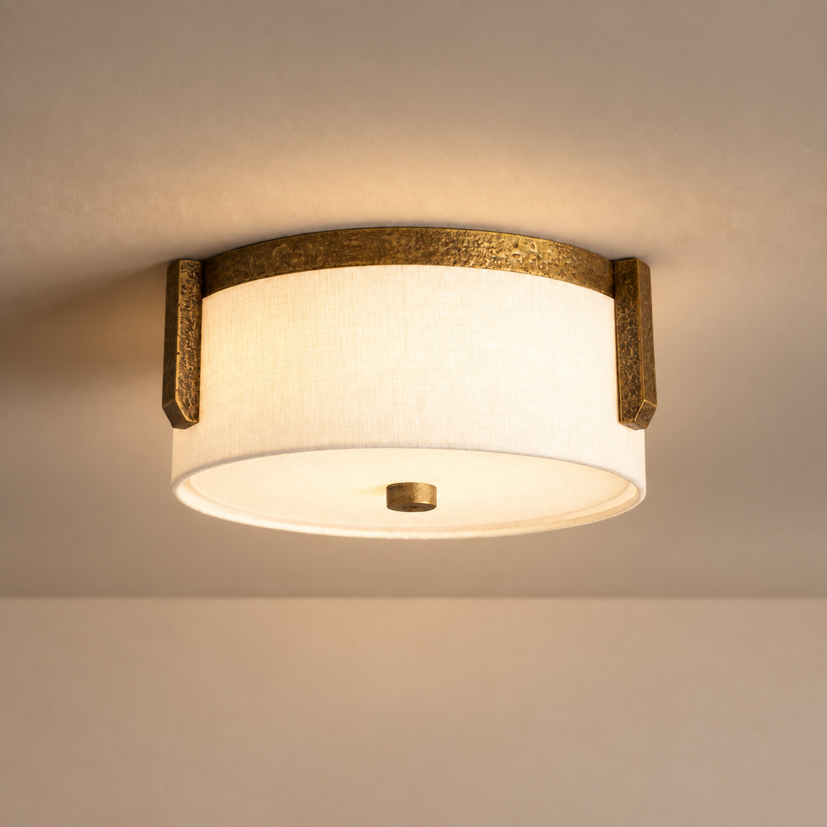 Lino Linen Flush Mount | Antique Brass | CLLIN130AB