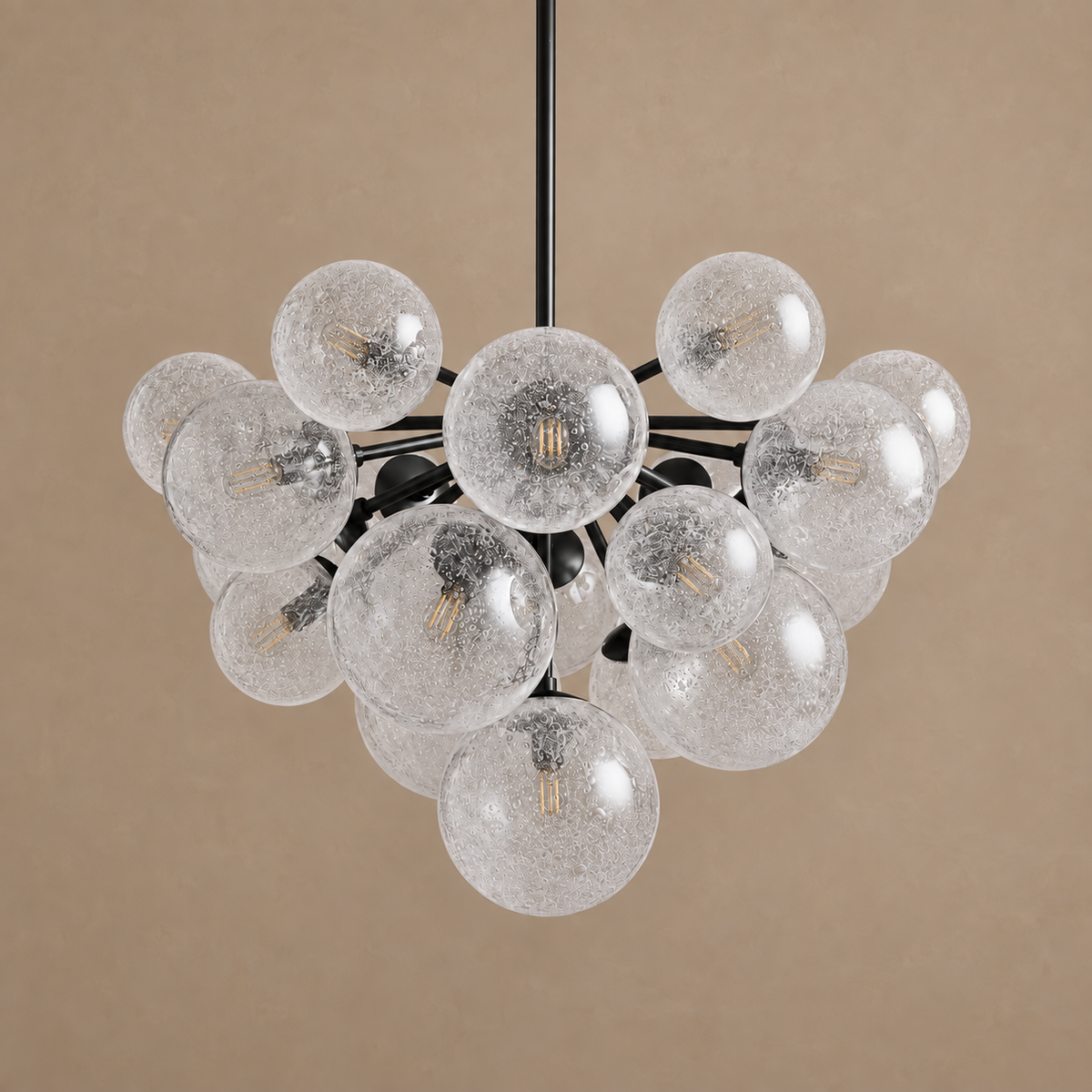 Sillam Seeded Glass Bubble Pendant Chandelier | Black | CLBUB069BK