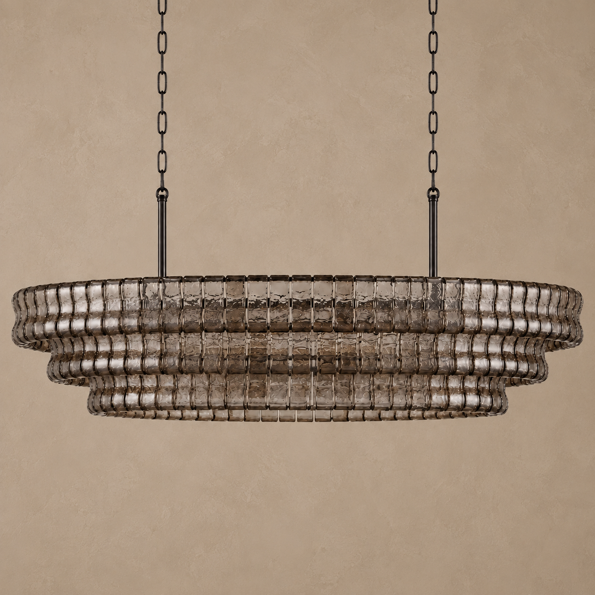 Bellatrix Long Chandelier | Amber Curved Glass | CLND019