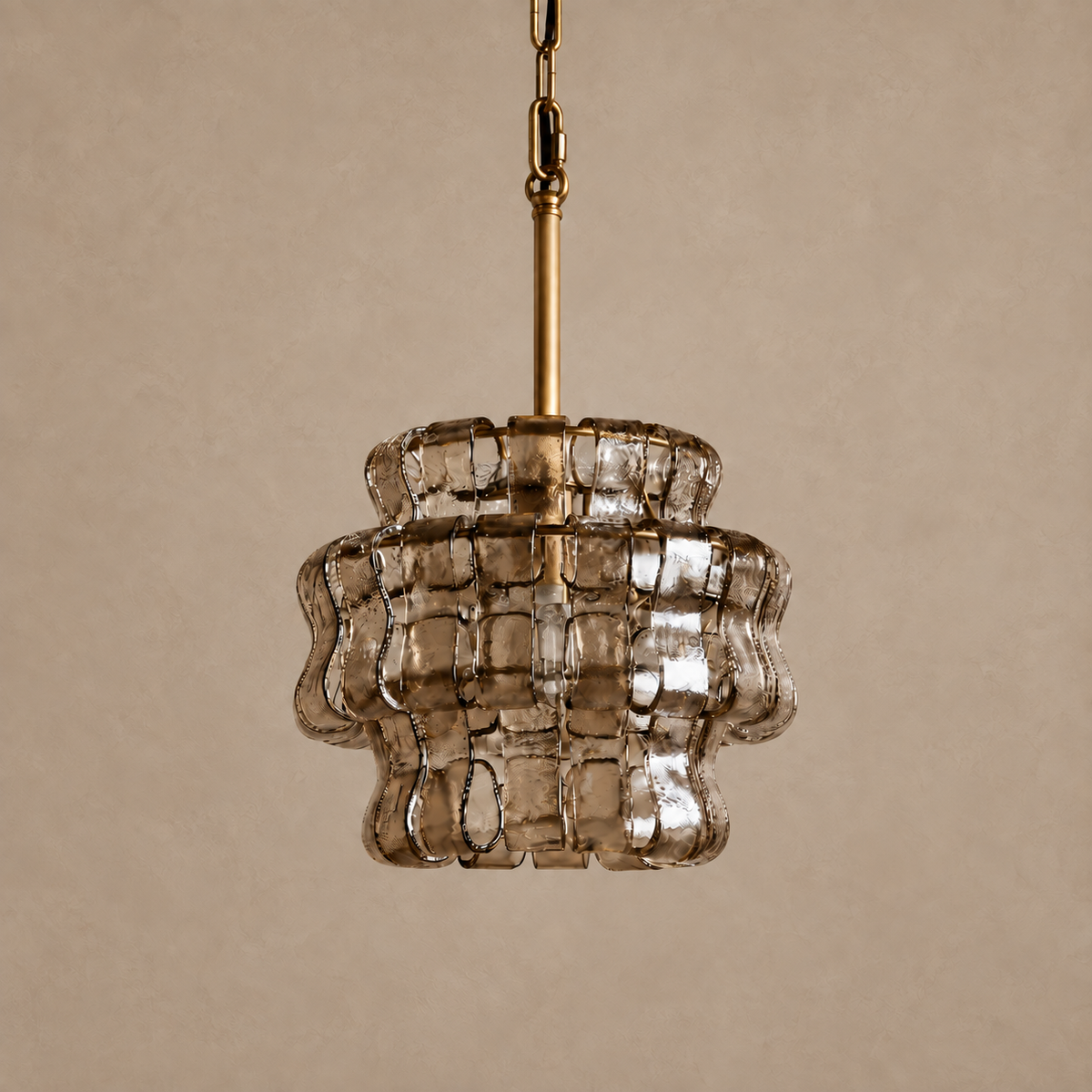 The Bellatrix Pendant | Clear Textured Glass & Brass | CLND023