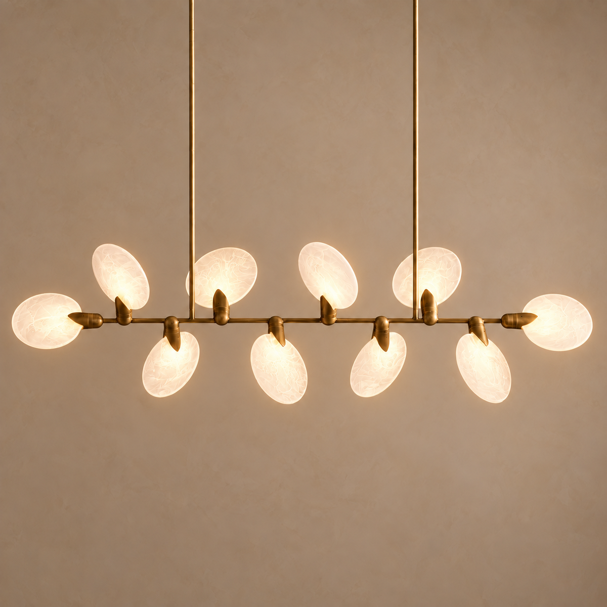 Glass Disc Linear Chandelier | Brass | CLDSCL