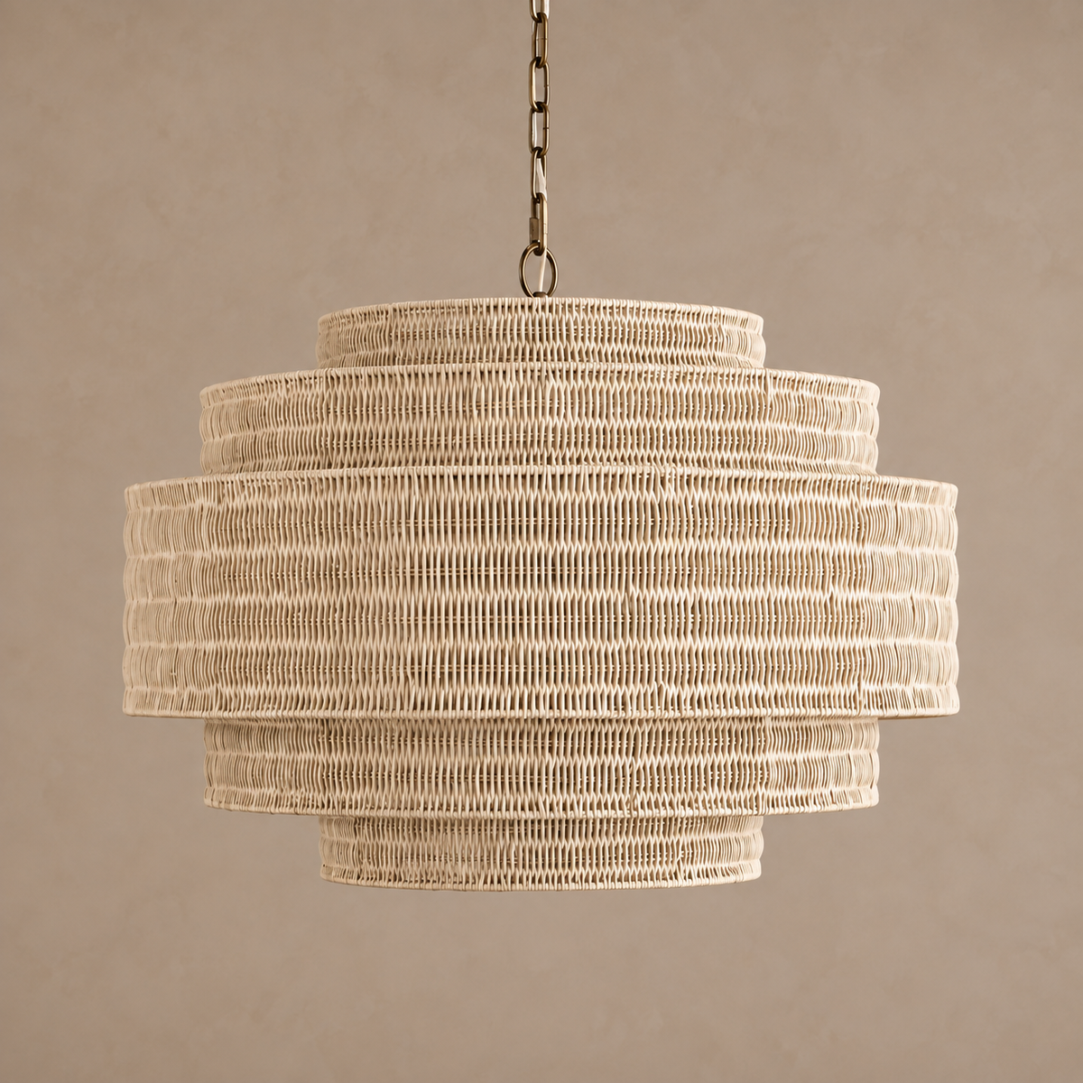 The Intreccio Tiered Rattan Chandelier | Beige | CLINT-BG