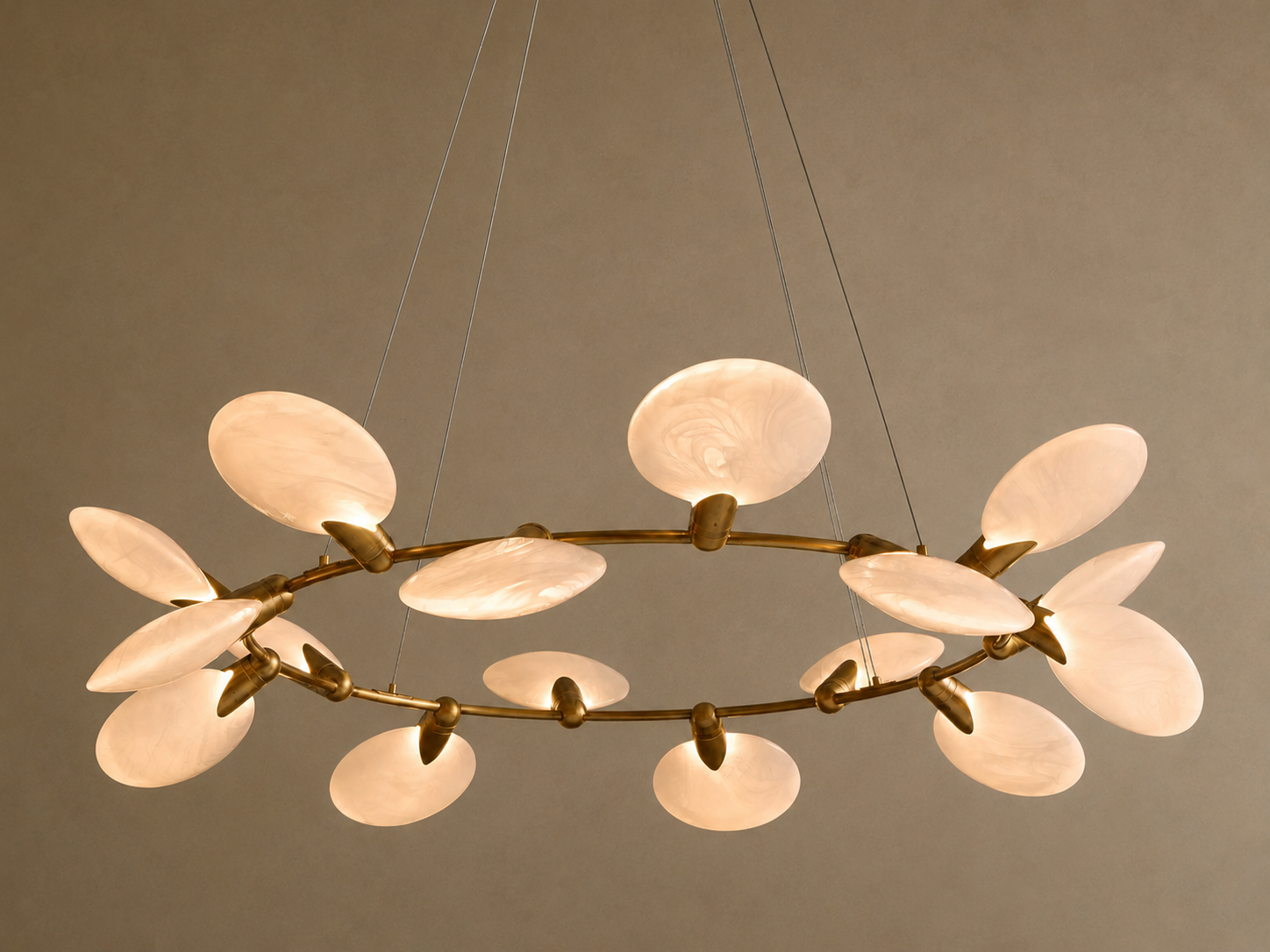 16-LIGHT GLASS DISC CHANDELIER | 60 INCH SOLID BRASS | CLDSC152BR