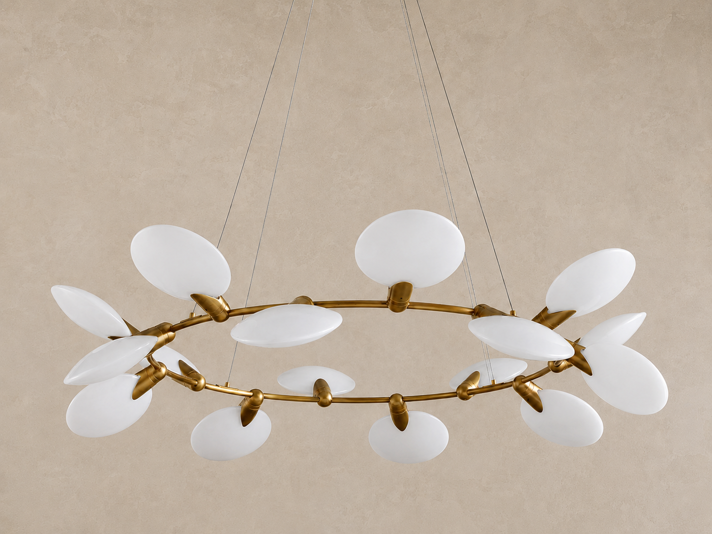 16-LIGHT GLASS DISC CHANDELIER | 60 INCH SOLID BRASS | CLDSC152BR