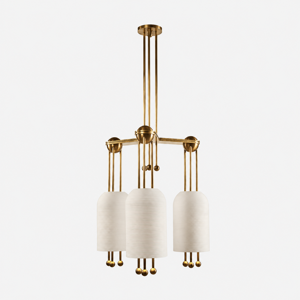 3-HEAD CERAMIC & BRASS LINEAR CHANDELIER | CLCER3